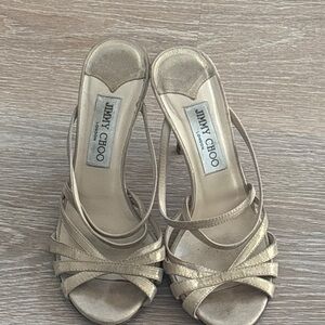 Jimmy Choo Metallic Gold Strappy Heels